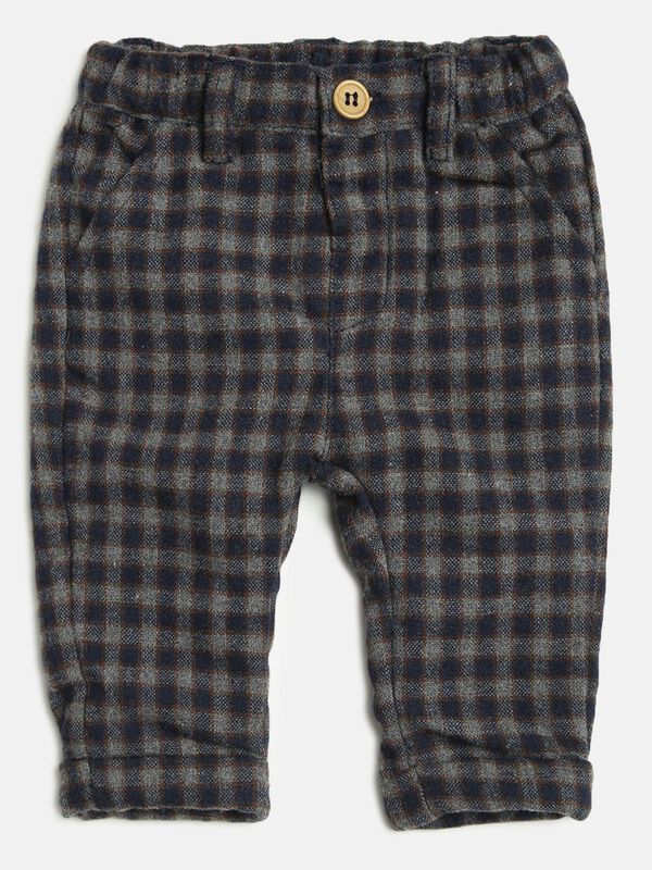 Flannel Long Trousers With Suspenders-Check Pattern image number null